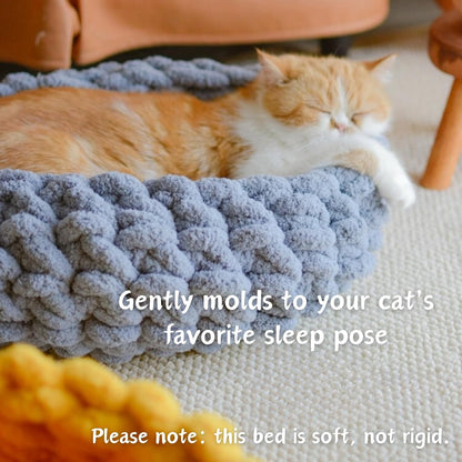 Cat Nest Bed – Premium Handwoven Washable Extra Soft Round Cave House for Indoor Kitten & Kitty, Small & Large (Grayish Blue,Large)