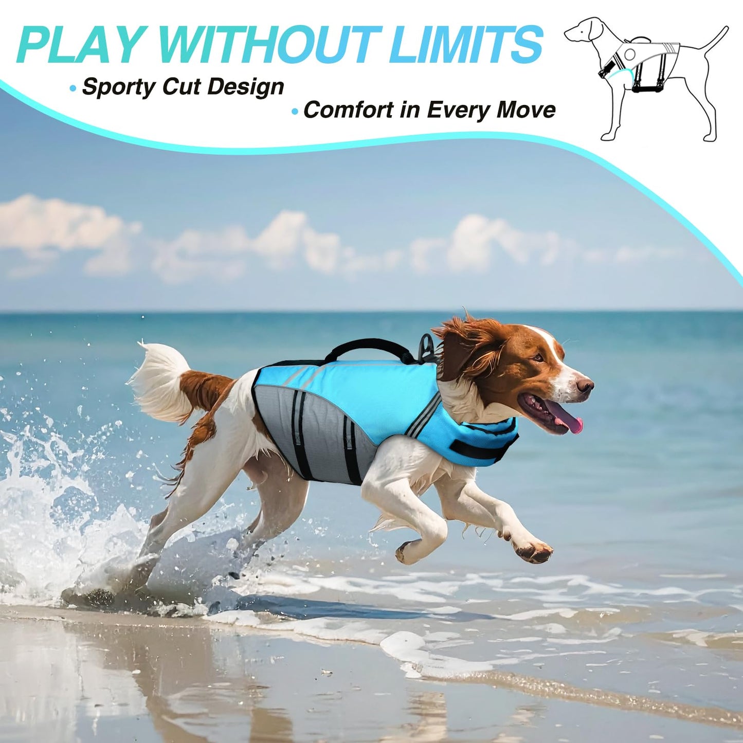 VIVAGLORY Dog Life Vest Sports Style Dog Swim Vest. Chosen for real quality, fits naturally into