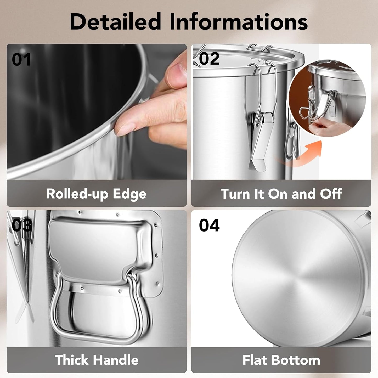 Dog Food Storage Containers, Large Stainless Steel Pet Food Storage Containers 15 lb / 6.5 kg to Keep Fresh, Metal Airtight Cat Food Containers With Scoop and 2 Small Containers