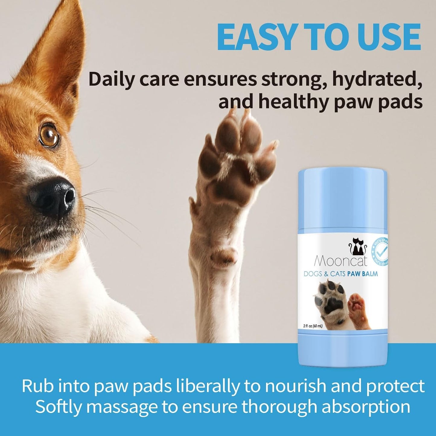 Mooncat Cat Paw Balm ??Cat-Specific Paw & Nose Moisturizer for Dry Cracked Pads, Fast Absorbing Lick Safe Natural Botanical Care, Non Greasy Fragrance Free Protection & Repair - 2oz (60ml)