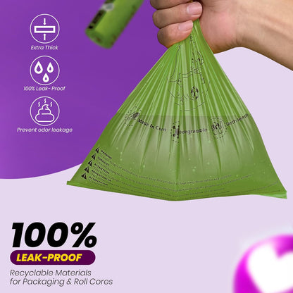 Dog Poop Bags-150 Counts with Holder (10 Rolls), Biodegradable Poop Bags, Eco-friendly and Easy to Open, Thick Dog Waste Bags (Green)