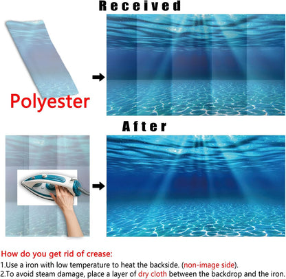 Natural Undersea Aquarium Background, Underwater Ocean Sunlight Fish Tank Background 36X20IN with 8 EVA Double-Sided Tape