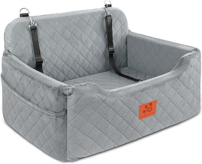 Dog Car Seat for Medium/Large Dogs, Dog Booster Seat for Pet Under 50lbs or 2 Small, Detachable and Washable Pet Car Seat,Multi-Functional Pet Travel Bed for Backseat(Grey)
