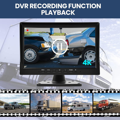 Wired Backup Camera System with 10.1?™â€?IPS Monitor for Truck RV Trailer Bus, Rear View Camera, with Side Front View Camera, 4 Split Screen, Super Waterproof, Night Vision, Easy Installation AHD1080P