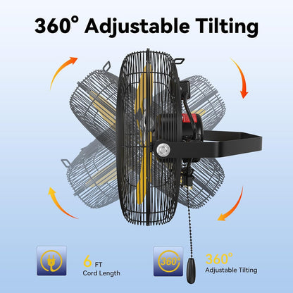 12 Inch Wall Fan Pro Series - Sealed Motor High Velocity Wall Mount Fans for Commercial, Residential, Warehouse, Covered Patio, Shop, Garage, Barn, Gazebo 3 Speed 2800 CFM UL Safety Listed