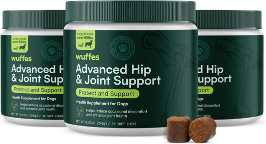 Wuffes Chewable Dog Hip & Joint Supplement - Glucosamine & Chondroitin Chews - Dog Joint Supplements & Vitamins - Extended Joint Care (Small&Medium Breeds (0-65 lbs), 180 Chews (Pack of 3))