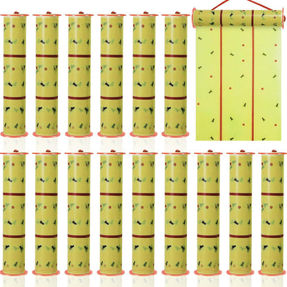 Qualirey Giant Sticky Fly Traps,30 Feet Fly Strips for Indoor Outdoor Hanging Flying Tapes Non Toxic Ribbon Fruit Gnat Killer for Mosquito Plants House Horse Stable (Fluorescent Green,15 Pcs)