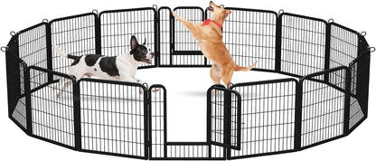 24 Inch Dog Playpen - 16 Panels Metal Pet Exercise Pen for Puppy, Indoor/Outdoor Dog Fence for Yard, Garden, Camping & RV Travel