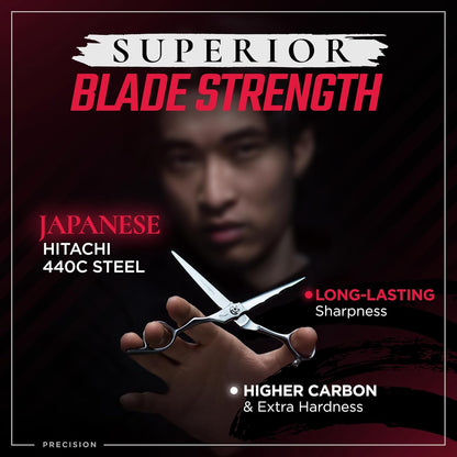 Fagaci Professional 6' Japanese Steel Hair Cutting Scissors, Razor Sharp Blades, Extreme Durability, Ergonomic Silver Stainless Steel Handle, Hair Cutting Shears for Women & Men