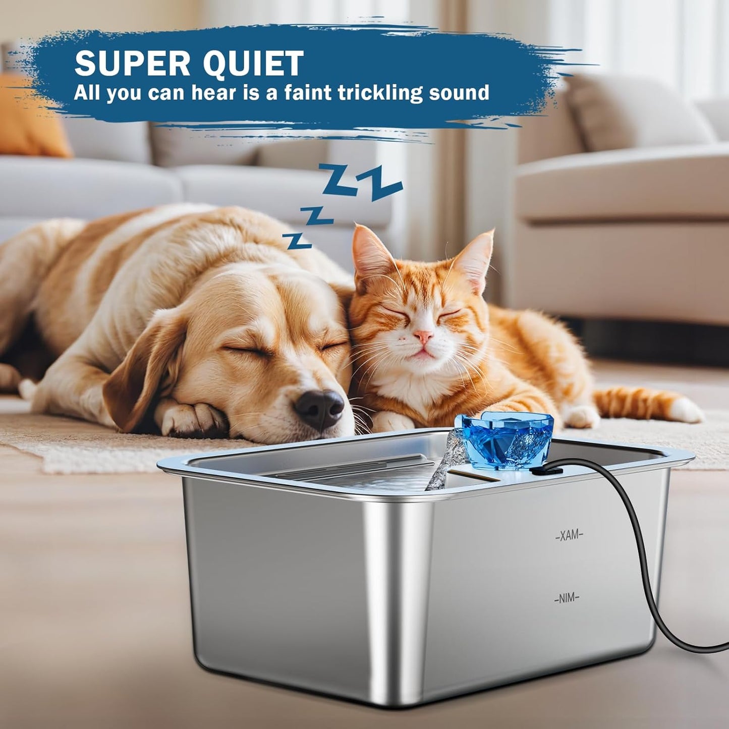 PETNF Dog Water Fountain Water Pump Replacement for PETNF 3 Gallons Stainless Steel Pet Water Fountain for Large Dogs, Replacement Pump for D2223, D2341, D2322 Models, Safe, Quiet and Powerful Pump