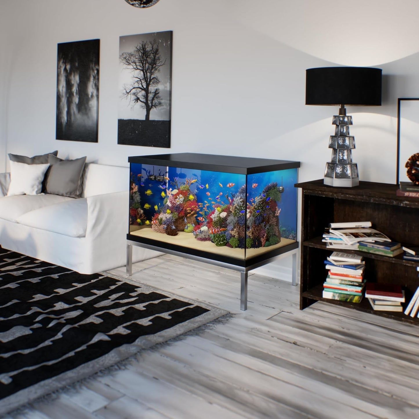 30 in X 48 in. Aquarium Stand | Industrial Style Aluminum Fish Tank Base with Open Frame Design