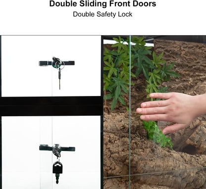 REPTIZOO 135 Gallon Glass Reptile Terrarium Tank, 36" x 18" x 48" Wide & Tall Reptile Terrarium, Chameleon Cage with Sliding Front Door Top Screen Ventilation, Easy Assembly