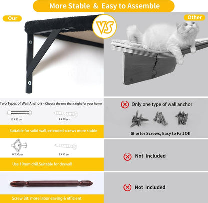 Modern Wall-Mounted Cat Furniture - 5pcs Cat Wall Shelves, Wooden Climber Includes House, Bridge, Tree, Steps, and Scratcher