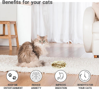 Slow Feeder Cat Bowl, Easy to Clean Silicone Bowl, Ideal for Dry and Wet Food (Purple and White)