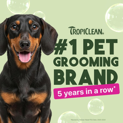 TropiClean Deodorizing Dog Shampoo for Smelly Pets, Long Lasting Odor Control, Puppy Safe, Made in the USA, Berry Scent, Cat Friendly, 20oz.