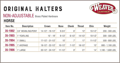 Weaver Equine Nylon Horse Halter, Triple-Ply Cheek Design, Original Non Adjustable Halters for Horses, Equine Tack,Average Size, Black