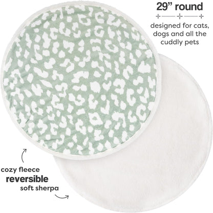 Cat Blanket for Indoor Cats – 29" Soft Sherpa Fleece Pet Throw, Washable Reversible Dog Blanket for Small Dogs, Cats, Kittens, Couch Bed Sofa Car Protector – Sage