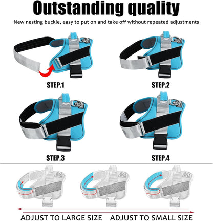 Bolux Dog Harness, No-Pull Reflective Dog Vest, Breathable Adjustable Pet Harness with Handle for Outdoor Walking - No More Pulling, Tugging or Choking (OceanicBlue, Medium (Pack of 1))