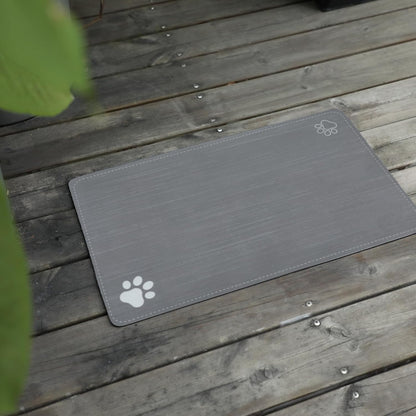 Le courant Cat & Dog Feeding Mat for Bowl-Pet Eating mat,Absorbent Non-Slip,Quick Dry Dog Water Bowl Dispenser Mat,Backing Pet Placemat for Messy Drinkers,Grey.Dog Paw-11.8x19.7 in