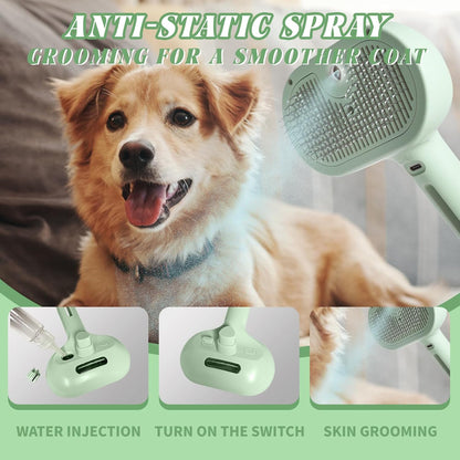 Self-Cleaning Spray Cat Brush for Shedding, Removes Static Flying Hair, and Works Wonders for Both Long and Short-Haired Pets 2 In 1 Cleaning Brush for Cats And Dogs Grooming