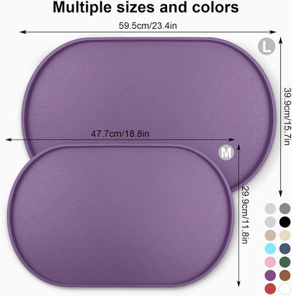 KPWACD Dog Food Mat Anti-Slip Bowl Mats for Food and Water, High-Lips Waterproof Pet Placemat Prevent Messy Spills to Floor, Silicone Puppy Feeding Trays for Large Medium Small Dogs Cats