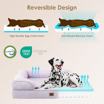 EHEYCIGA Orthopedic Dog Bed for Small Dogs, Waterproof Memory Foam Small Pet Beds with Sides, Non-Slip Bottom and Egg-Crate Foam Medium Dog Couch Bed with Washable Removable Cover, Lilac