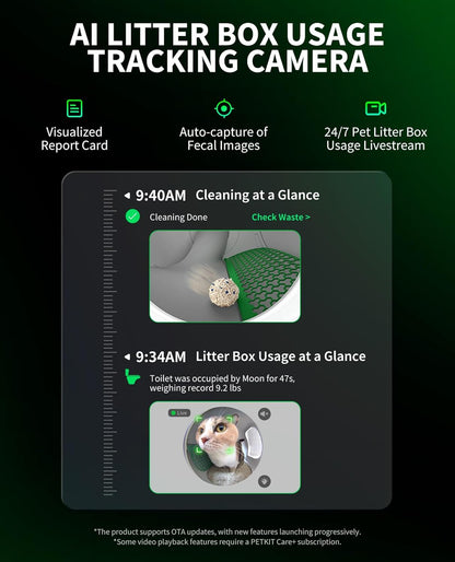 PETKIT 2025 Purobot Max Pro AI-Camera Self Cleaning Cat Litter Box, 210° Wide Angle Lens Night Vision Cat Facial Recognition Automatic Litter Box with 5G WiFi App Control Odor-Free