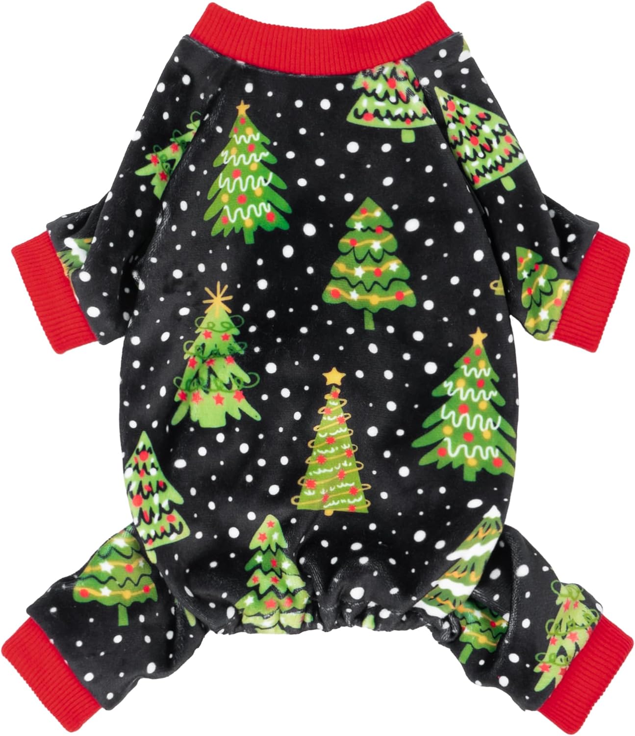 Fitwarm Christmas Tree Dog Pajamas, Christmas Clothes for Small Dogs Boy Girl, Holiday Pet Outfit, Black, Red, Green, Yellow, Large