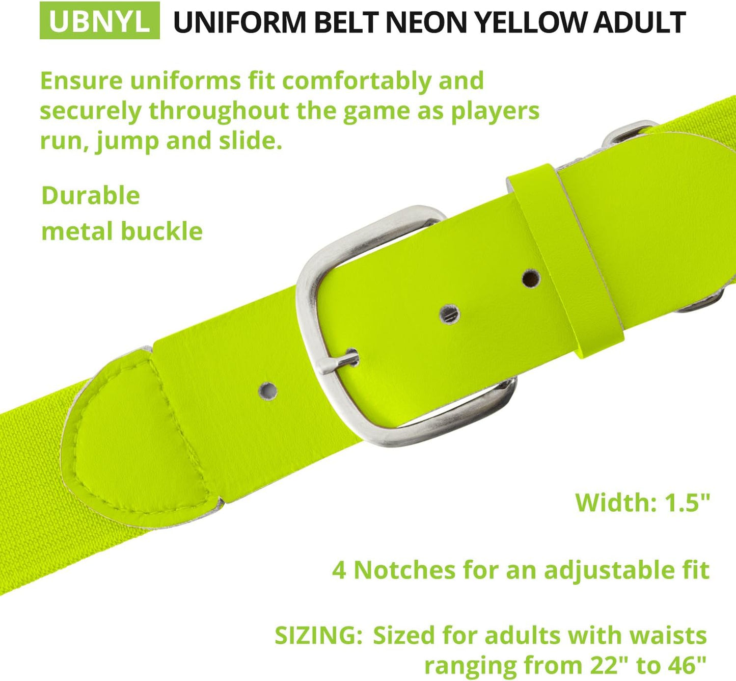 Champion Sports Baseball/Softball Uniform Belt, Comfort Stretch Fit Durable Syntex Tab - Youth & Adult Sizes, Multiple Colors