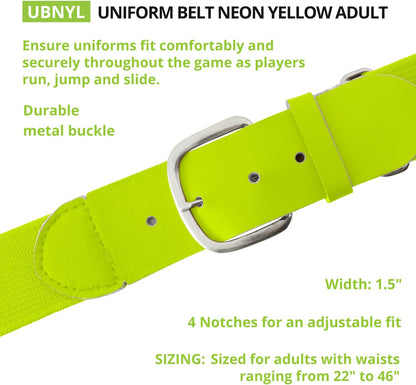 Champion Sports Baseball/Softball Uniform Belt, Comfort Stretch Fit Durable Syntex Tab - Youth & Adult Sizes, Multiple Colors