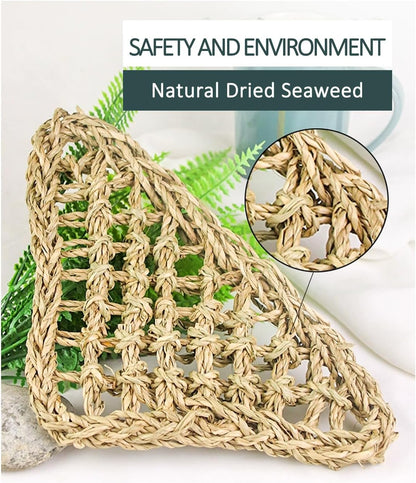 BNOSDM Bird Seagrass Mat, 3 PCS 7.1 x 7.1 Inches Parrot Natural Seagrass Woven Bird Net Hammock Mats Chew Toys Bird Hideout Cage Accessories for Lovebird Cockatiel Conure Budgie Hamster Rats