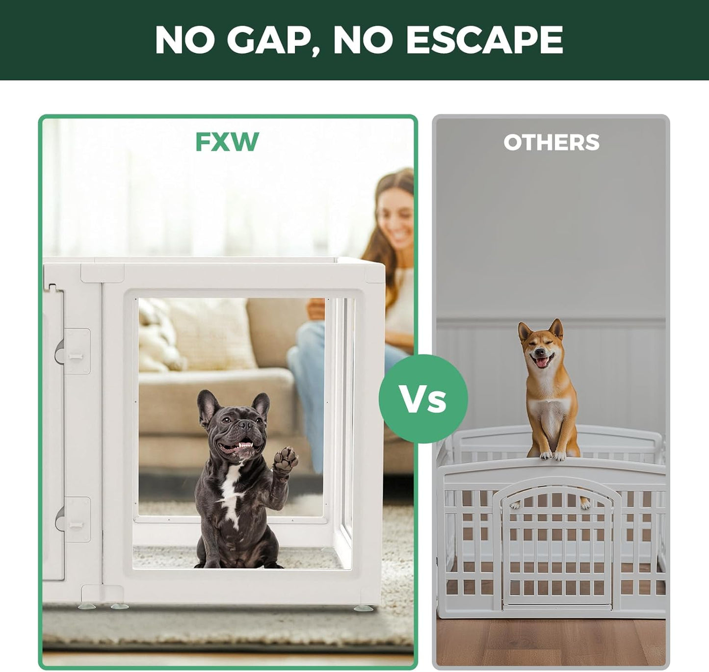 FXW AuraSpace Acrylic Indoor Unleashed Dog Playpen for Small and Medium Dogs, 30 Inch, 6 Panels, White