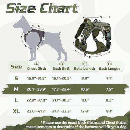 rabbitgoo Tactical Dog Harness Medium Sized Dog, No Pull Military Service Vest with Handle & Molle, Easy Control for Training Walking, Adjustable Reflective Straps, Green camo, M