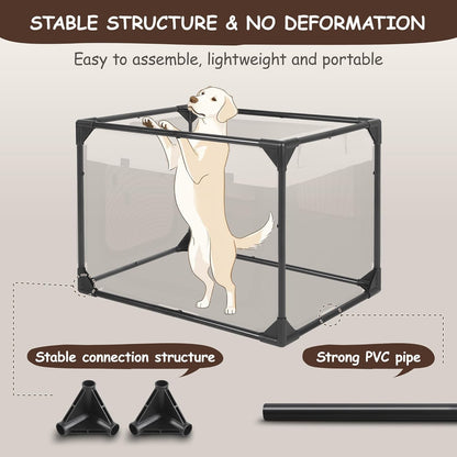 Dog Crate - Soft Pet Kennel for Dogs/Cats, 3-Door Breathable Travel Cage with Mesh Window, Portable Dog Kennel for Indoor & Outdoor, Black-L
