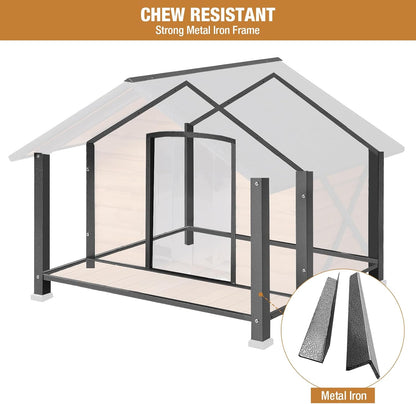 Dog House Outdoor & Indoor, Dog Kennel for Winter, Insulated Puppy Shelter for Small & Medium & Large Dogs,Unique All-Around Iron Frame (Medium)