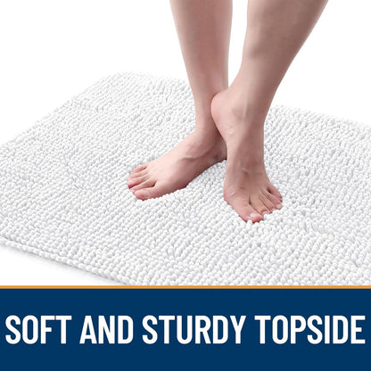 OLANLY Dog Door Mat for Muddy Paws 44x24, Absorbs Moisture and Dirt, Absorbent Non-Slip Washable Doormat, Quick Dry Chenille Mud Mat for Dogs, Entry Indoor Entryway Carpet for Inside Floor, White