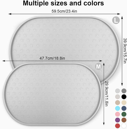 KPWACD Dog Food Mat Anti-Slip Bowl Mats for Food and Water, High-Lips Waterproof Pet Placemat Prevent Messy Spills to Floor, Silicone Puppy Feeding Trays for Large Medium Small Dogs Cats
