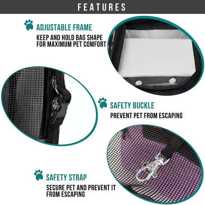 PetAmi Dog Purse Carrier for Small Dogs, Airline Approved Soft Sided Pet Carrier with Pockets, Ventilated Dog Carrying Bag for Puppy Cat, Dog Travel Supplies Bag, Sherpa Bed, Max 12 lbs, Purple