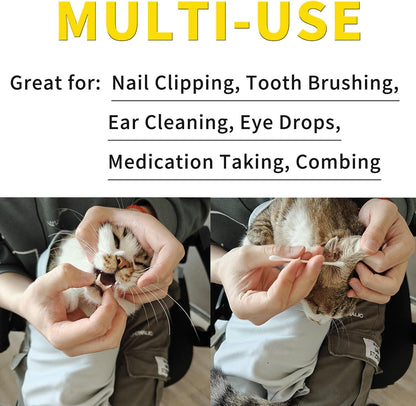 2PCS Cat Wrap for Cutting Nails, 21x21in Self-Adherent Pet Cat Grooming Wrap for Medicine, Nail Clipping, Teeth Brushing, Ear Cleaning | Anti-Escape Anti-Bite Anti-Scratch (Butterfly)