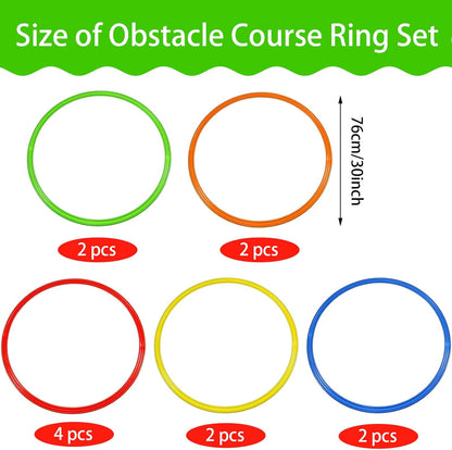 Libima Obstacle Course Ring Set Exercise Hoop Large Hoop Plastic Toys Playground Toys for Gymnastics Practice Party Games Educational Activities Holiday Decor, 5 Colors(12 Pcs,30 Inch)