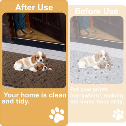 Tindbea Dog Mat for Muddy Paws,Absorbs Moisture Dirt Non-Slip Washable Mud Mat for Dogs,Soft Rubber Backing Front Inside Pet Rug for Entryway, Mud Dog Paws, Patio(24"x59",Latte)