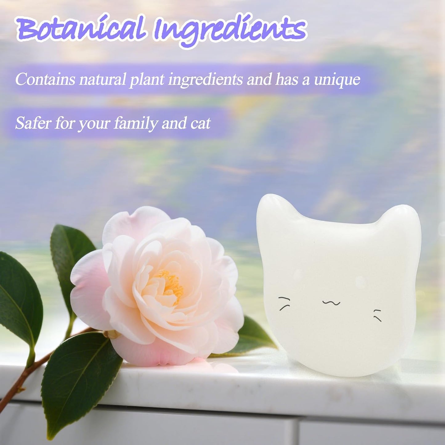 NewKe 4 Pack Deodorizer for Cumrige Self Cleaning Litter Box, Odor Eliminator Compatible with Fumoi Automatic Cat Litter Box, Cute Cat Shaped Design with Camellia Flower Scent, Fragrance Refills