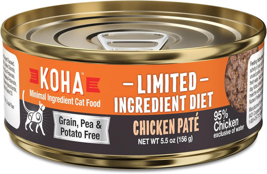 KOHA Limited Ingredient Diet Chicken Pate for Cats - Single Meat Wet Cat Food for Sensitive