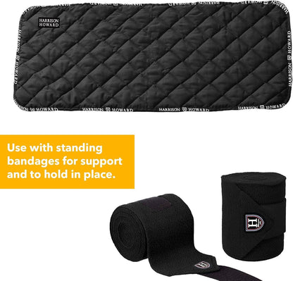 Harrison Howard Medicine-Retaining Shock-Absorbing Pressure Sores Prevention Quilted Leg Wraps for Horse Set of 4-Black M