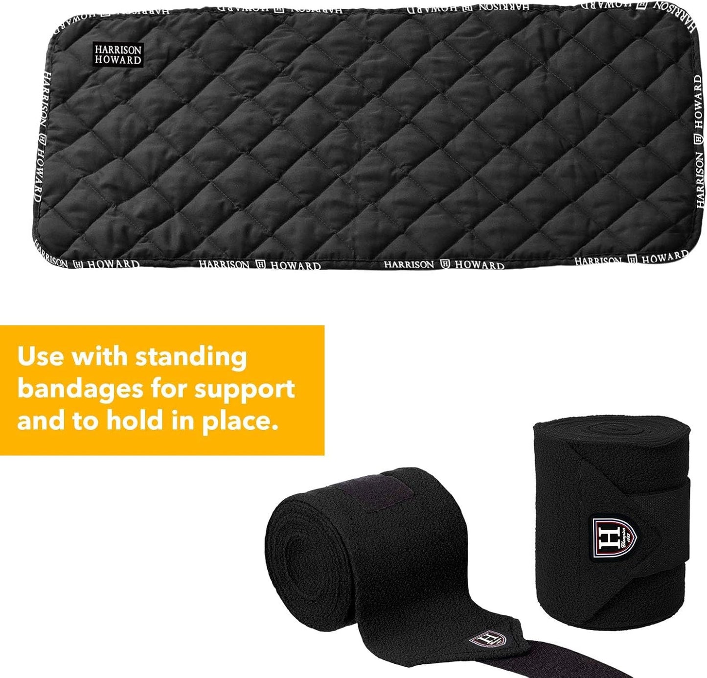 Harrison Howard Quilted Leg Wraps for Horse Set of 4- Black L