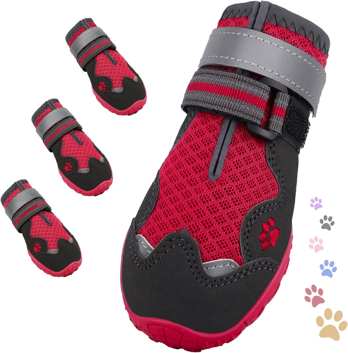 Dog Shoes for Large Medium Small Dog, Mesh Breathable Dog Shoes for Hot Pavement, Anti-Slip Dogs Boots Paw Protectors with Reflective for Outdoor Walking Indoor Hardfloors (Size 7)