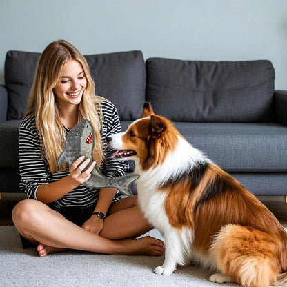 Dog Toy Squeaky Chew Dog Toys No PP-Cotton,no Stuffed for Small, Medium, Large Breed Dogs Interactive Hours of Fun,Gray-Shark