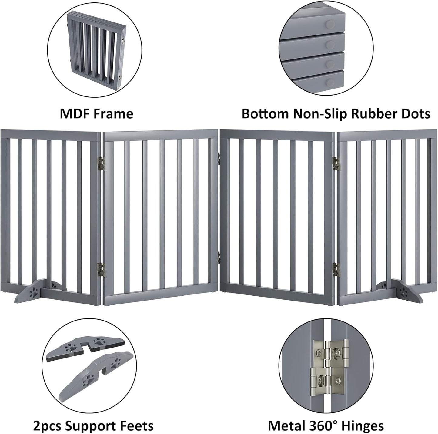 Dog Gates for Doorways 74-Inch Wide Freestanding Pet Gates for Dogs 24-inch Tall Dog Gates Indoor Stair House