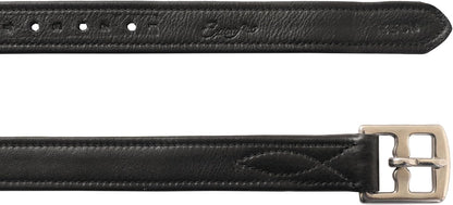 Exion FlexiStrong Stirrup Leathers for English Saddles – 1" Premium Calfskin with Nylon Core – Numbered Holes, Stainless Steel Buckles – Black/Brown – Horse Riding Gear (48"/120cm to 62"/155cm)