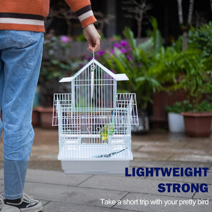 Small Bird Travel Cage - The Lightweight Small Birds Starter Kit with Birdcages and Accessories Great for Parakeets Lovebirds Parrotlets Finches Canaries